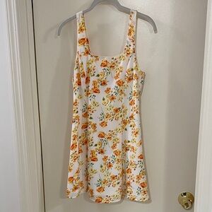 Lulu's Floral Mini Dress - White and Orange